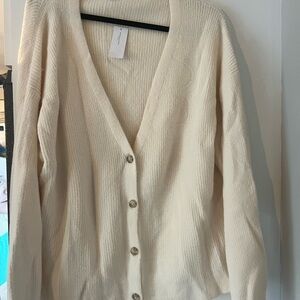 American Eagle Outfitters Cream Cardigan Sweater V-Neck